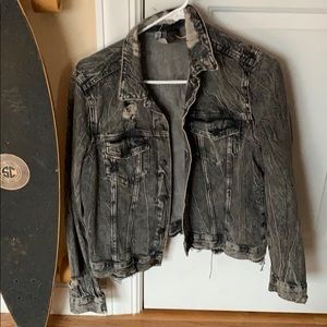 NWOT black distressed jean jacket